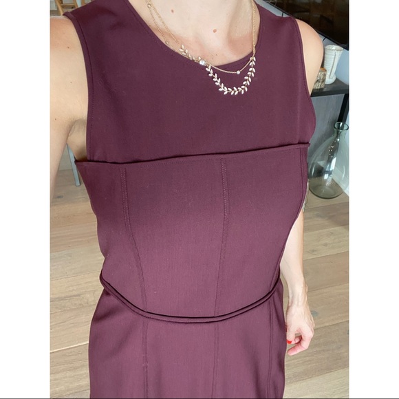 Theory maroon sheath structured A line dress - Picture 5 of 9